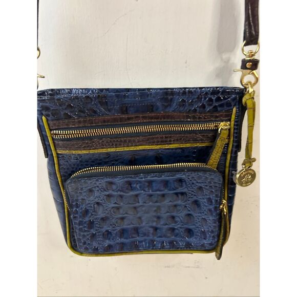 Brahmin Blue Green Croc crossbody 24\